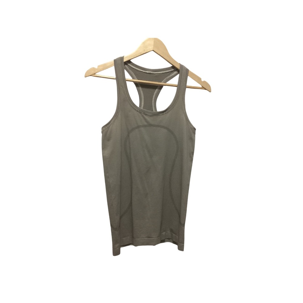 Lululemon Swiftly Tech Tank Top Women‎ 6 Gray Striped Racerback Activewear